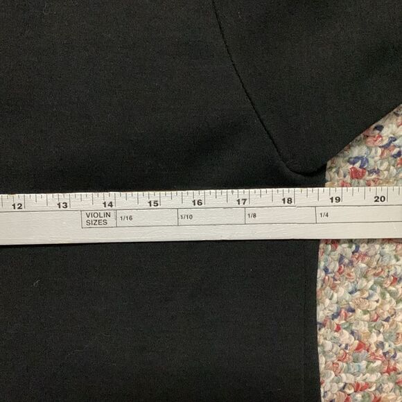 Vintage 70s N.R.1 Black Wool Double Knit Gold Button LS Shift Midi Dress Size 10 - Picture 7 of 14